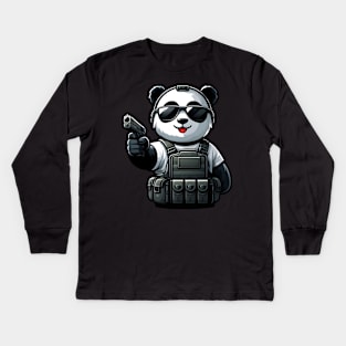 Tactical Panda Kids Long Sleeve T-Shirt